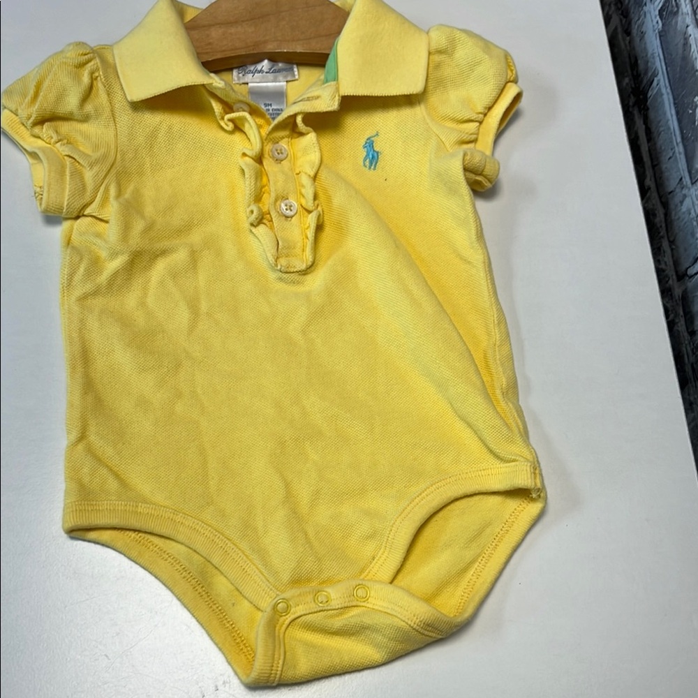 Baby Girls Ralph Lauren Yellow Baby Polo Onesie‎ - Picture 9 of 10